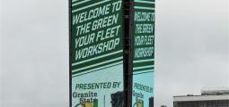the speedway marquis with the Green Your Fleet sign